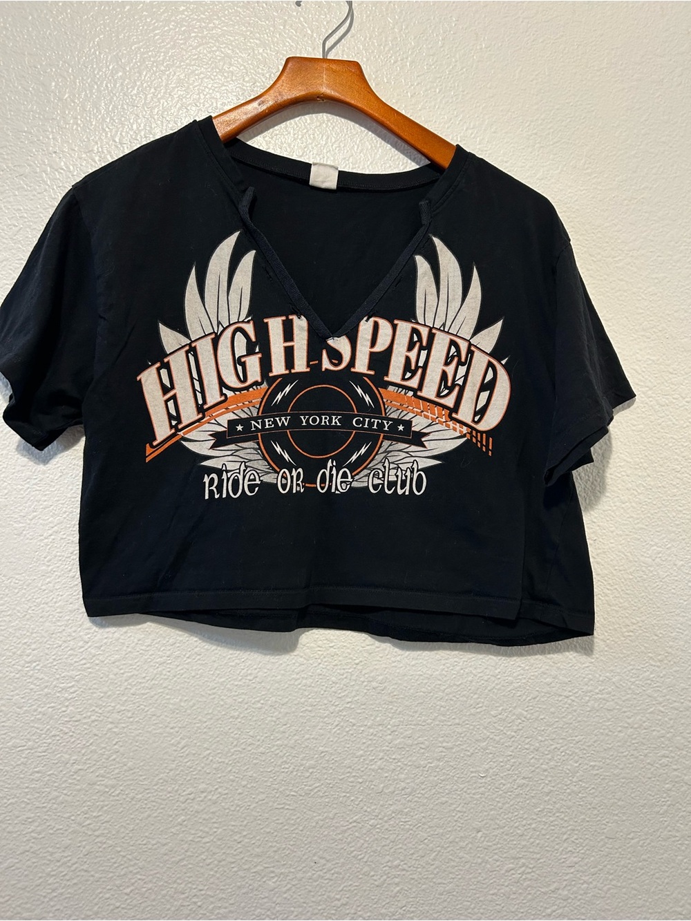 High Speed Graphic Crop Top - Black